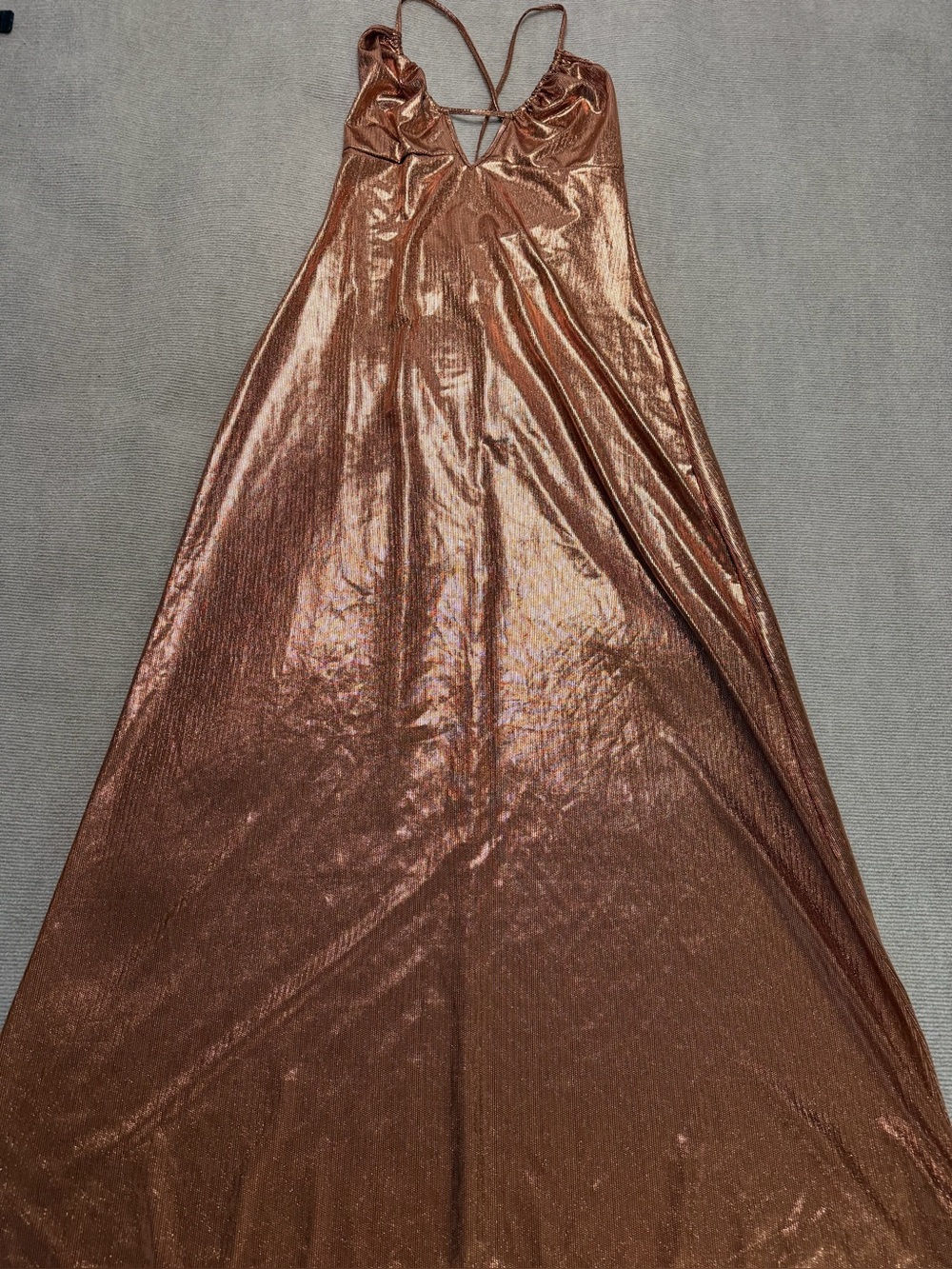 Savage X Fenty Bronze Metallic Maxi Dress XL NWT Chain Reaction Slip Dress
